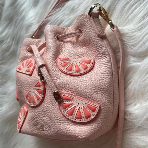 Kate Spade Flights of Fancy Grapefruit Mini Bucket Bag Crossbody - Picture 5 of 16